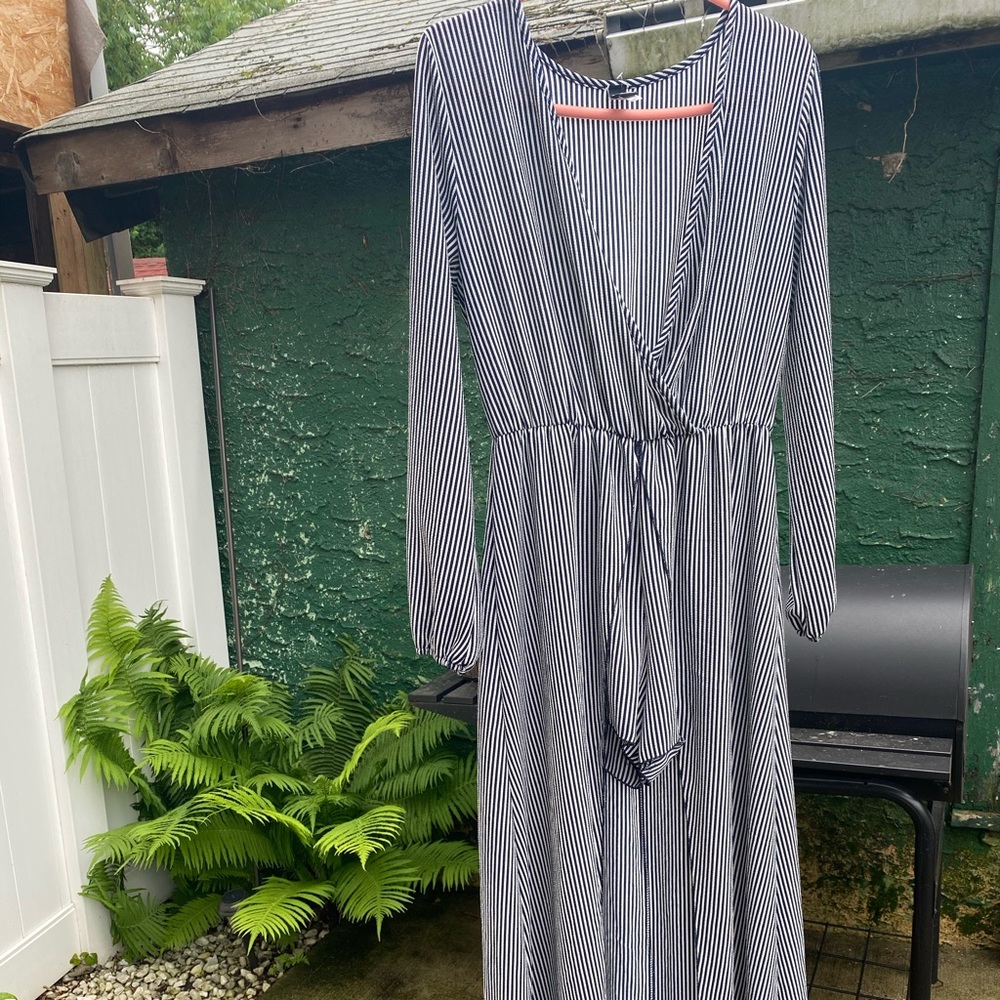 Women’s navy blue/white striped romper